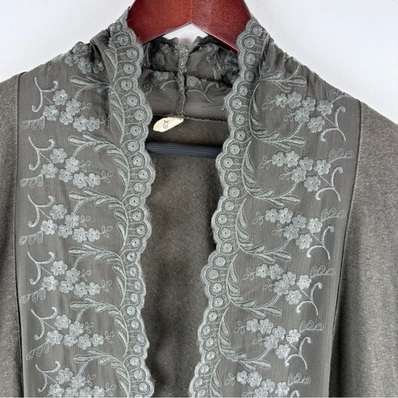 Anthropologie TINY Rosalie Open Cardigan Sweater Embroidered Lace Green Boho XS - Picture 2 of 6